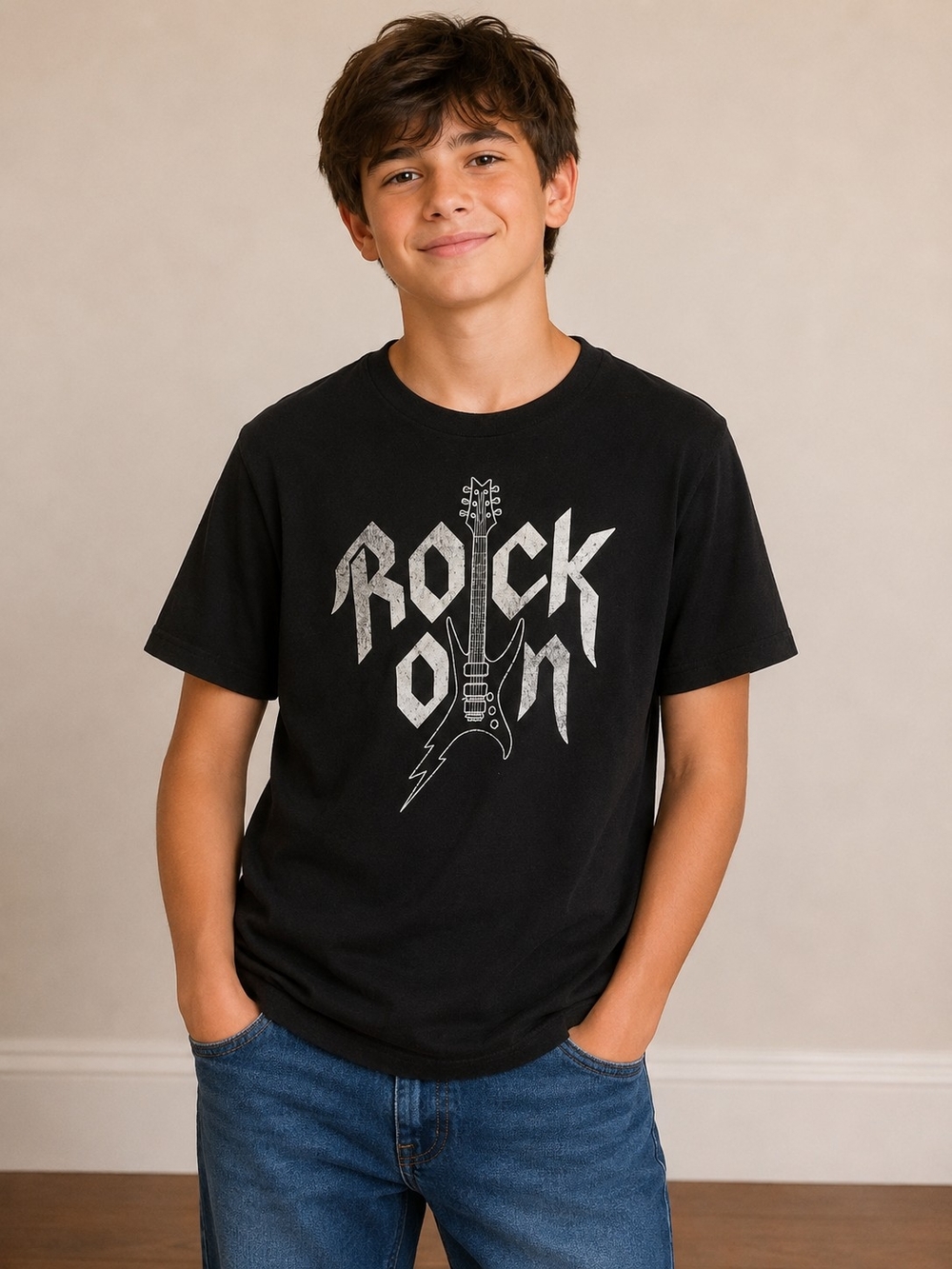 GAP Black Graphic 'Rock On' Guitar Tee